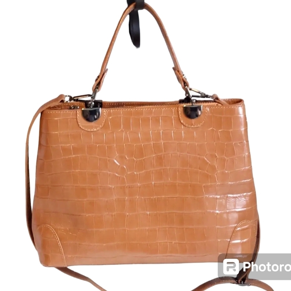 HP. Made in Italy Divina Firenze Embossed Alligator Leather 2-Way Bag